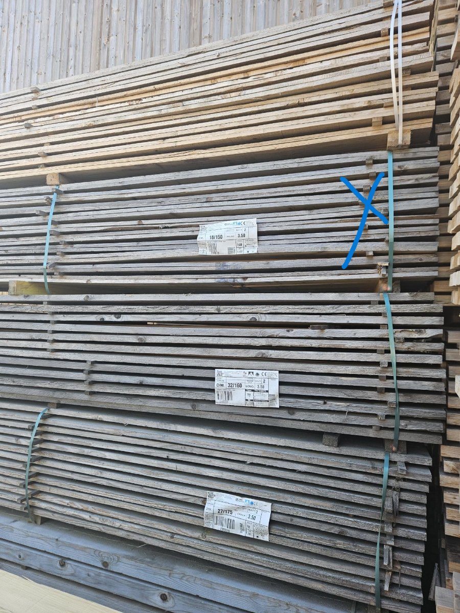 Sapin/épicéa – 18x150 mm - 3.5m - choix 3 – qualité emballage / coffrage