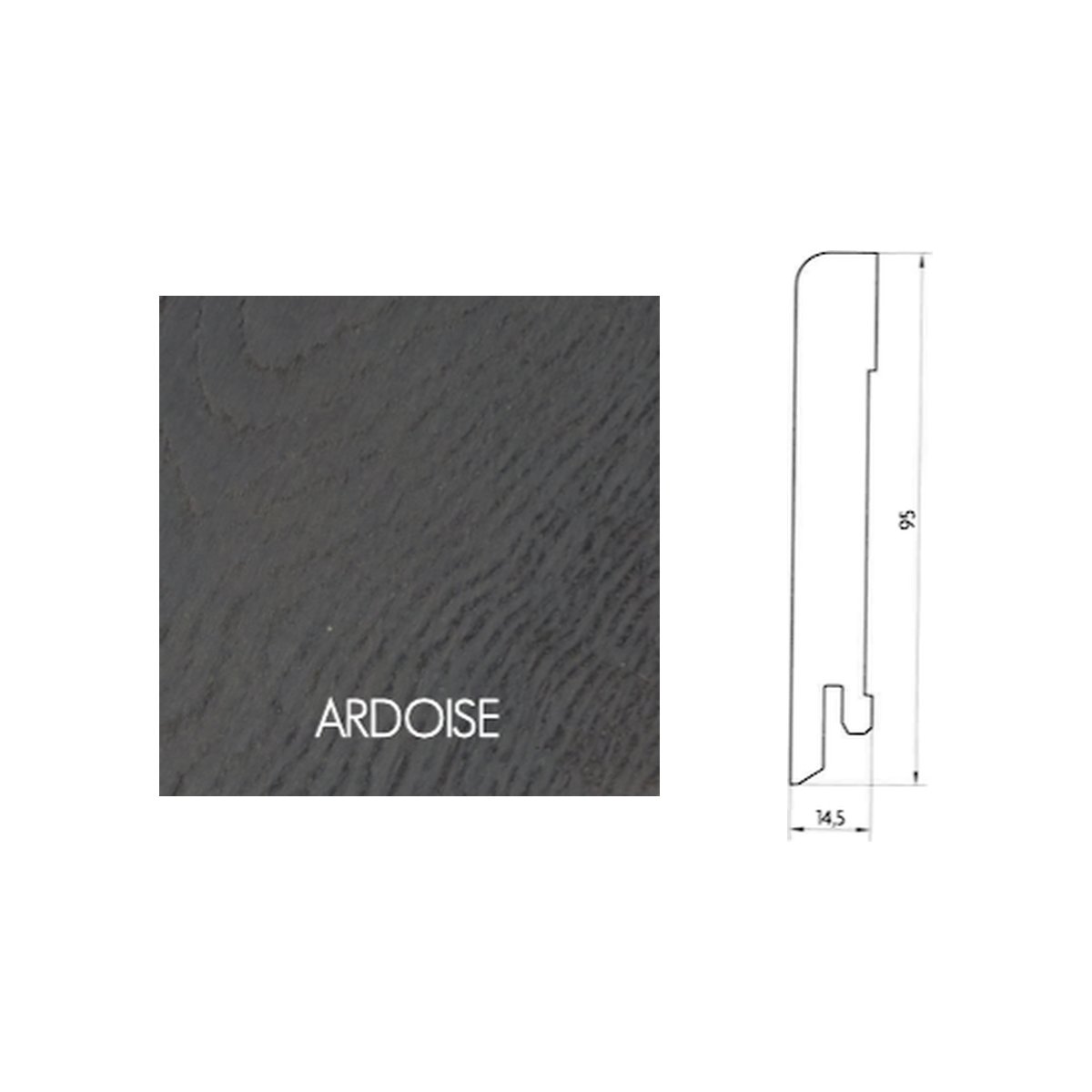 Plinthe plaquée chêne Pedross - Finition Ardoise - 15 x 95 x 2500 mm