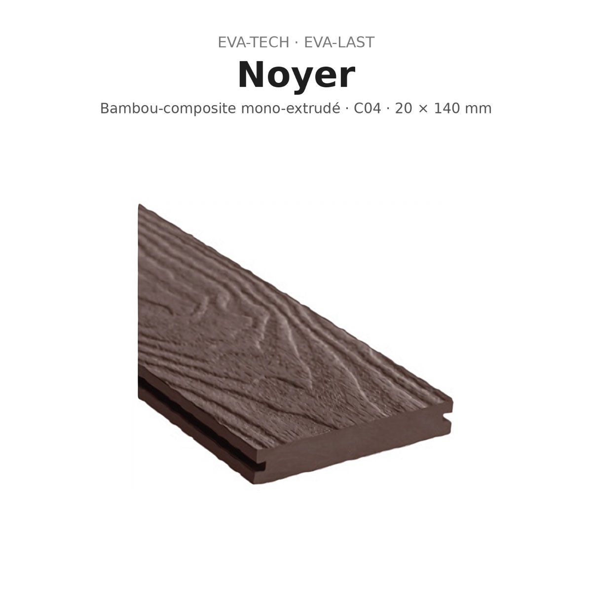 Lot lames terrasse bambou composite - Eva-Last Eva-tech - Noyer T3 - 20x140 – 4,00 m