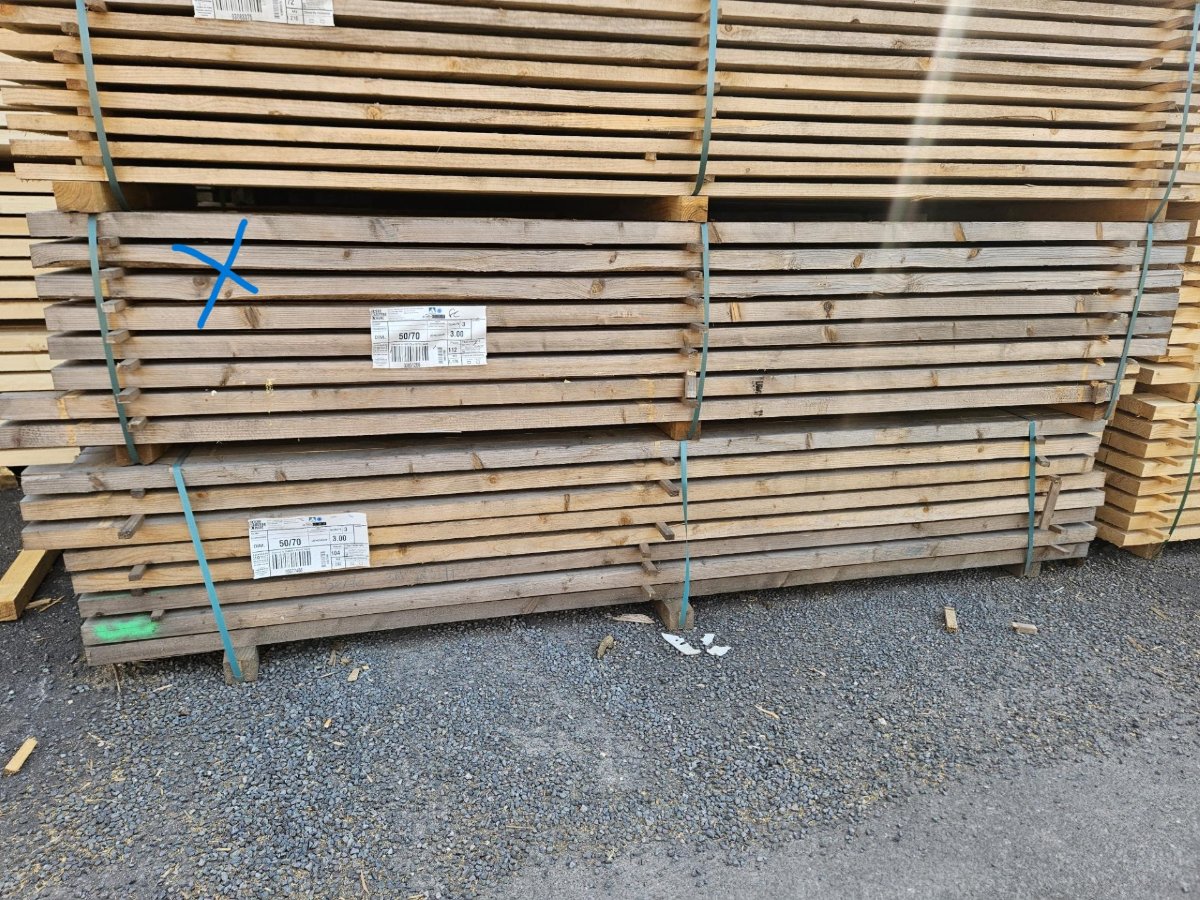 Sapin/épicéa – 50x70 mm - 3m - qualité choix 3 / 4 - emballage / coffrage – non traité