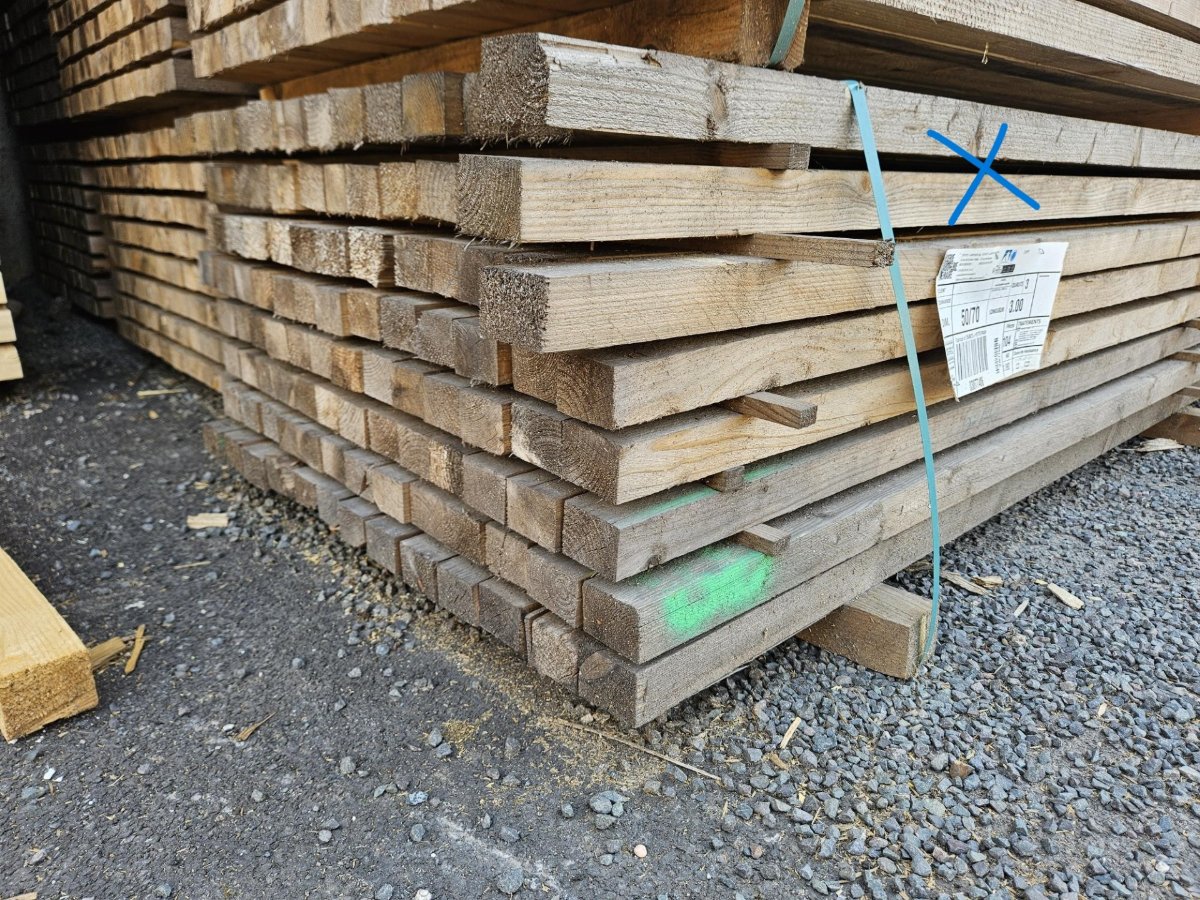 Sapin/épicéa – 50x70 mm - 3m - qualité choix 3 / 4 - emballage / coffrage – non traité