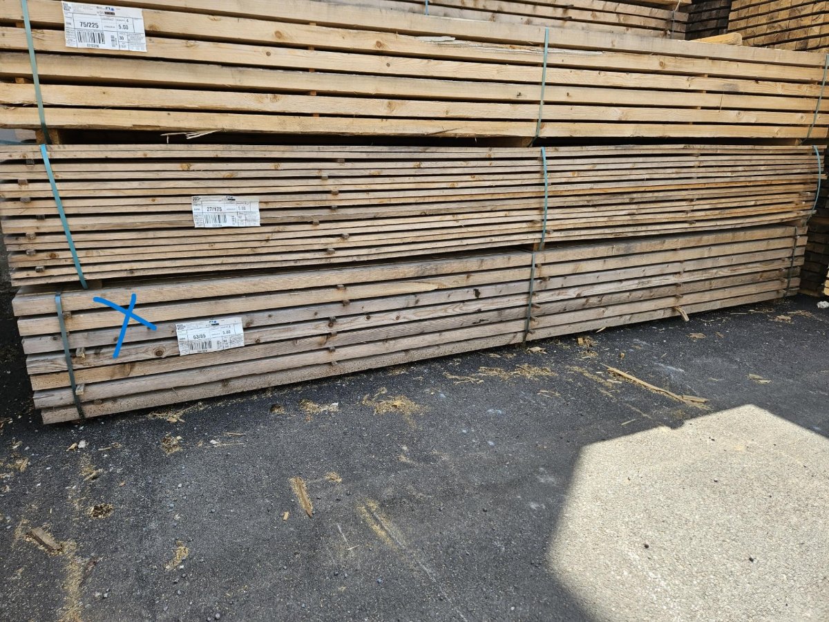 Sapin/épicéa – 63x85 mm - 5m - qualité choix 3 / 4 - emballage / coffrage – non traité