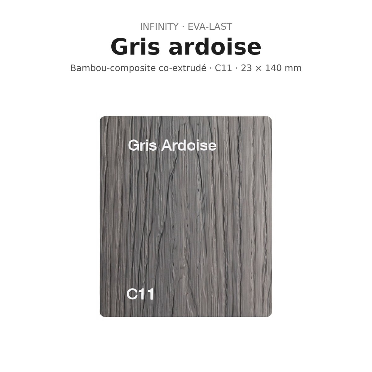 Lot lames terrasse bambou composite - Eva-Last Infinity - Gris ardoise 23x140 – 2,90 m 