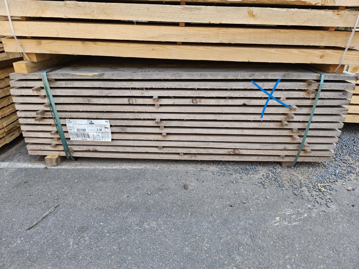 Sapin/épicéa – 32x150 mm - 3m - qualité choix 3 / 4 - emballage / coffrage – non traité