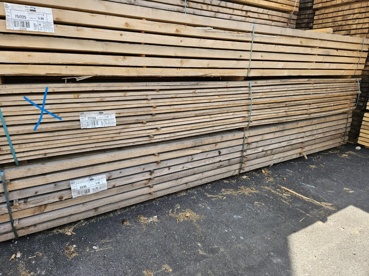 Sapin/épicéa – 27x175 mm - 5m - qualité choix 3 / 4 - emballage / coffrage – non traité