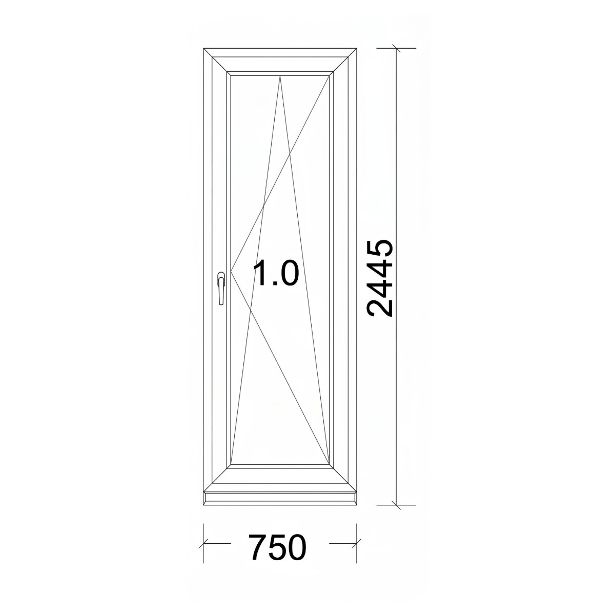 Porte-Fenêtre TRYBA PVC Haute Isolation - 75x244,5cm - BLANC Vitrée- ÉTAT NEUF