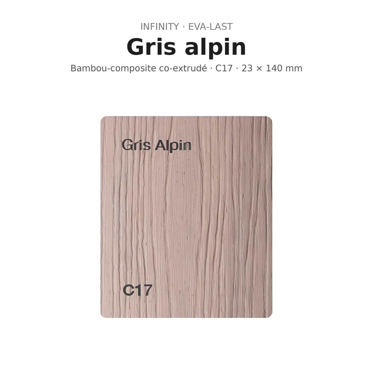  Lot lames terrasse composite Eva-Last Infinity Gris alpin 23x140 – 4,00 m